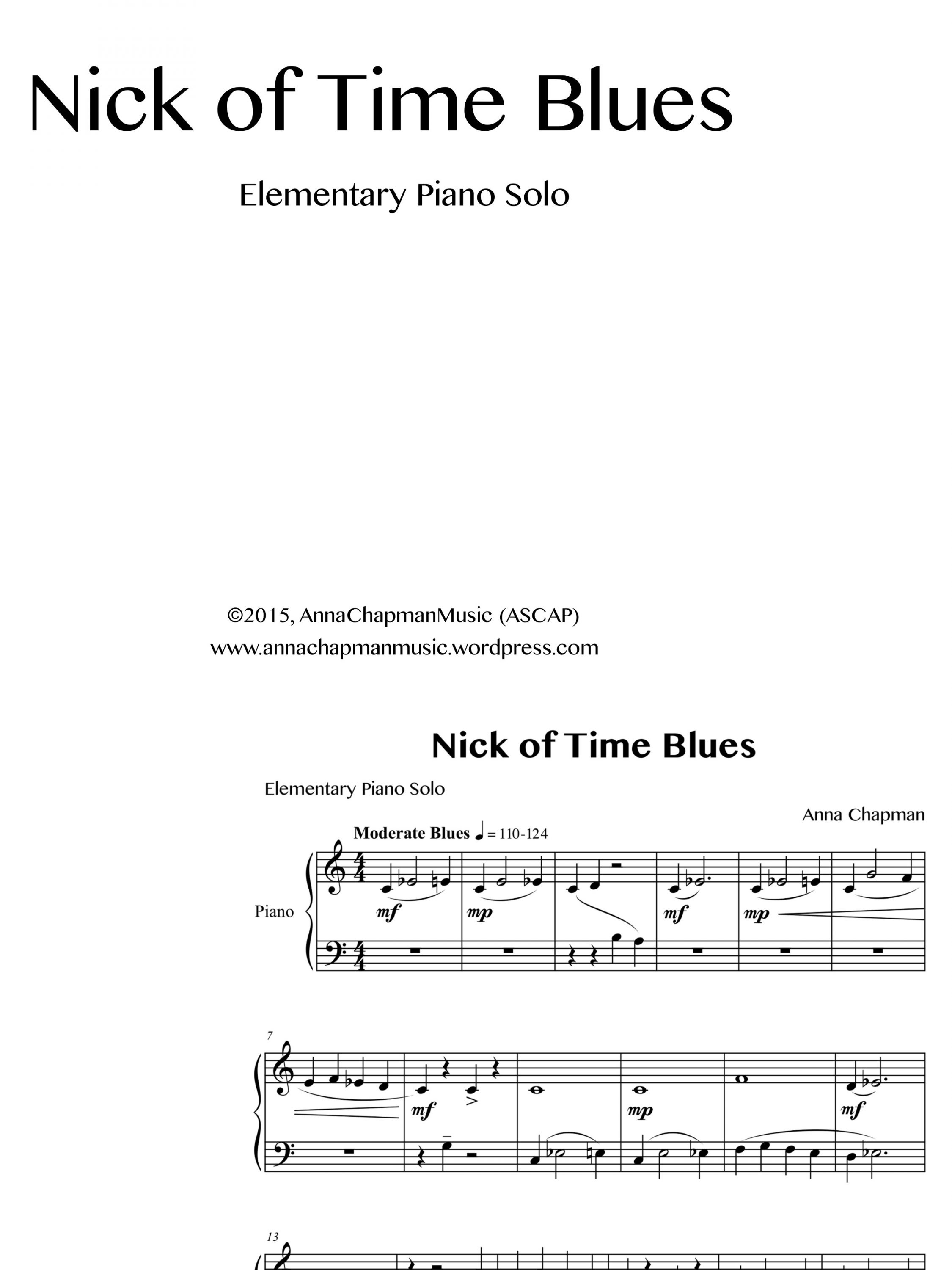 Nick of Time Blues (Sheet Music Preview 2)